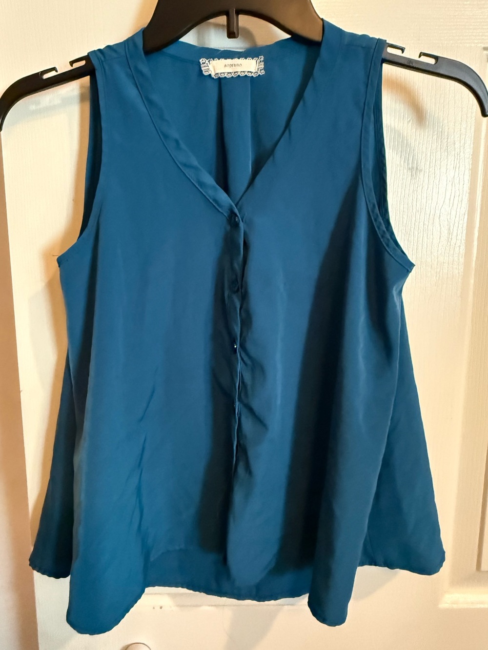 Soprano Teal Sleeveless V-Neck Button-Front Camisole